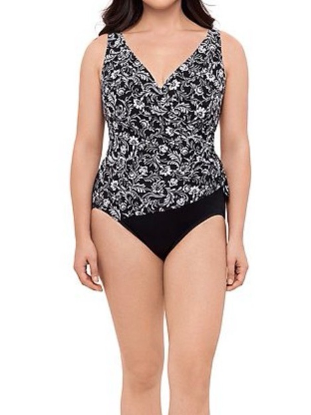 Great Lengths Women’s Black & White Floral One-Piece Swim Suit - Size 10 - Picture 5 of 14
